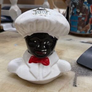 White and Black Ceramic Chef Figurine
